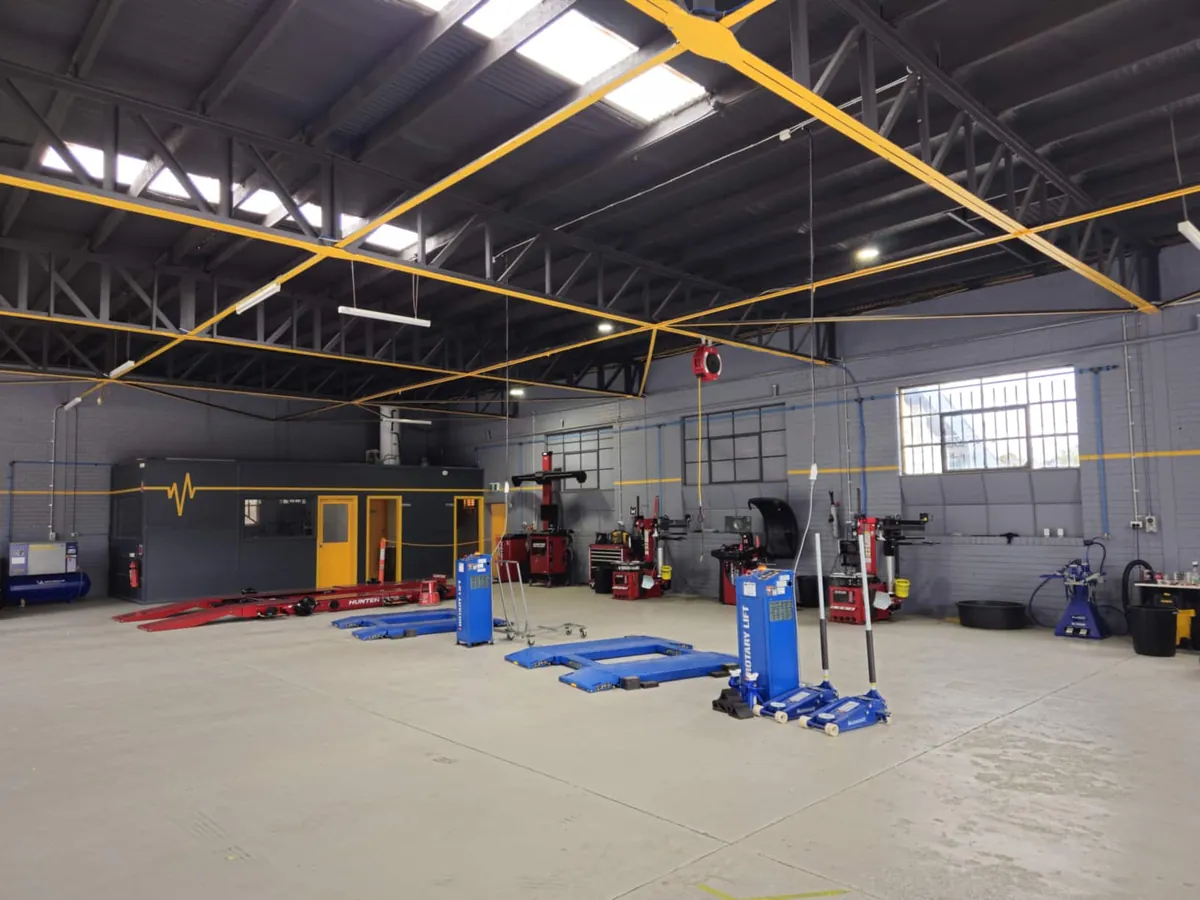 Inside the Tyre Doctors workshop in Knoxfield — hoists and tyre-fitting bays